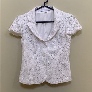 Express eyelet short sleeve blazer